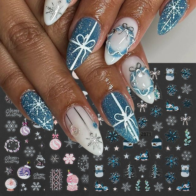 Full Beauty Nail Art Aufkleber, Blau Rosa, 3 Stück - Bild 1