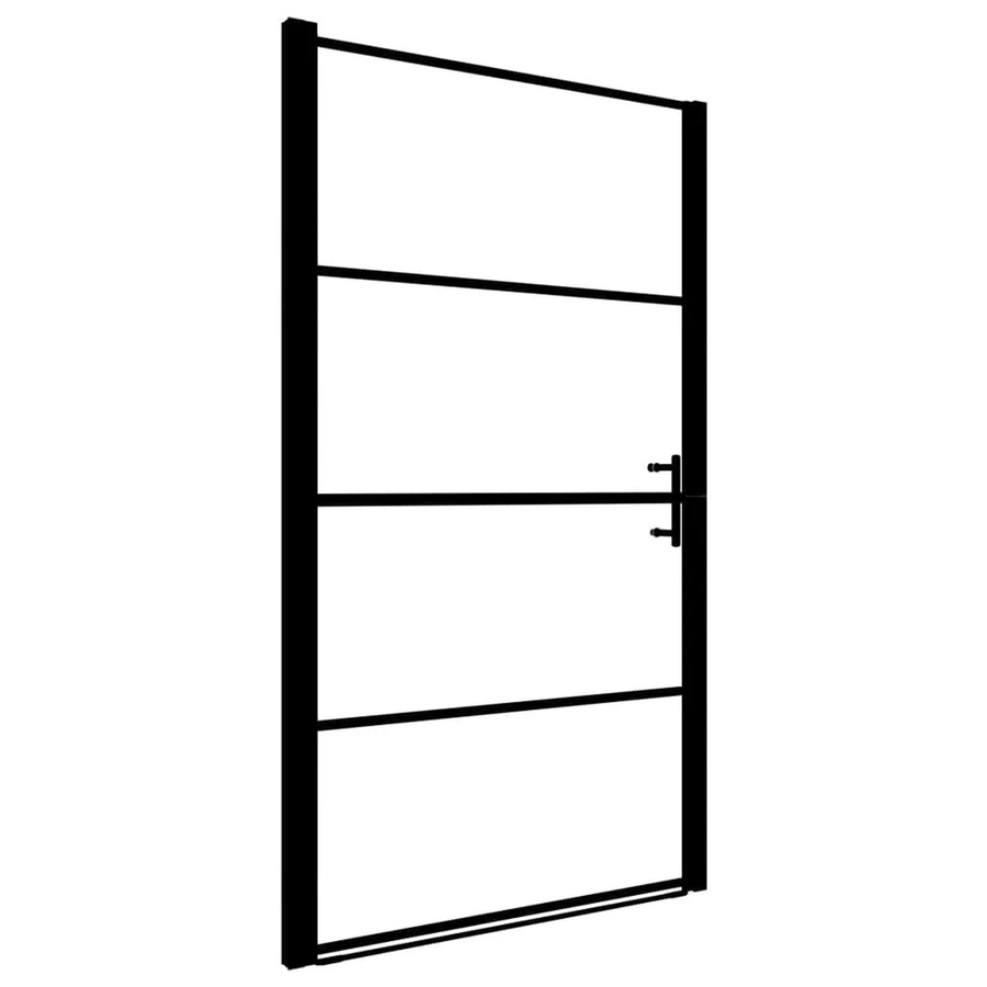 vidaXL Duschtür aus mattem Hartglas in Schwarz, B/H: 81 x 195 cm - Bild 2