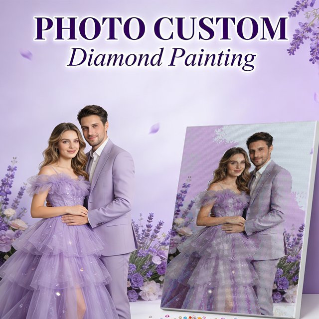 HUACAN 5D DIY Diamant-Malerei-Set mit personalisiertem Foto als Mosaik-Strass-Heimdekoration in Multicolour, B/H: 20 x 20 cm - Bild 1