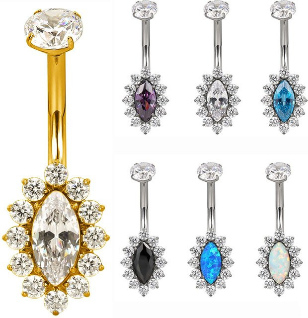 G23 BODY JEWELRY Bauchnabelpiercing, Titan, Zirkonia, Gold, Unisex - Bild 1
