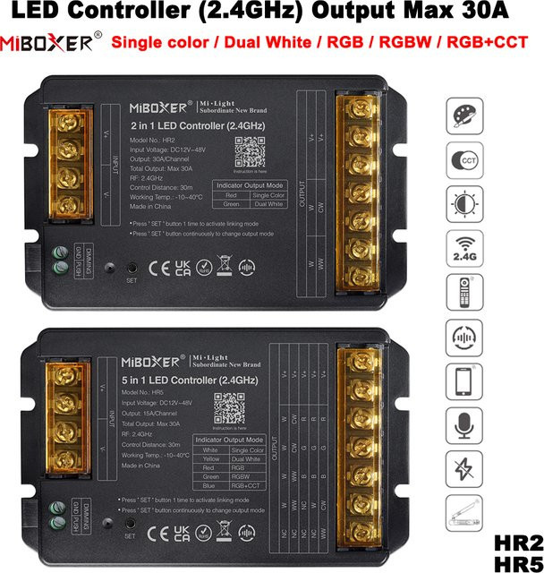 Miboxer HR2 & HR5 2.4 GHz RF LED Controller für RGB, RGBW und CCT LED Streifen, Max. 30A, Farbe: Weiß - Bild 1