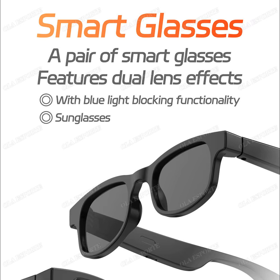Ola Esporte Smarte KI-Brille mit Bluetooth, Anti-Blaulicht-Schutz und HIFI-Klang für Musik und Telefonate in Schwarz oder Weiß - Bild 2