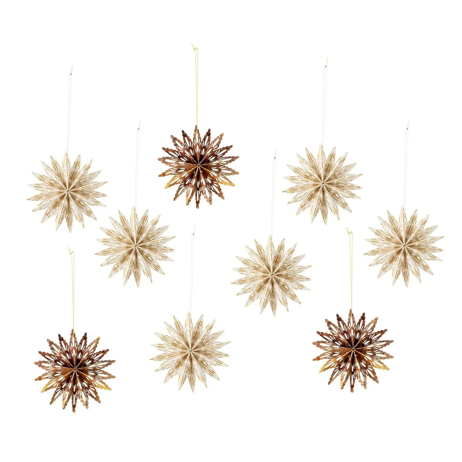 Bloomingville Stern Ornament aus Papier in Beige, 9er Set, Durchmesser: 10 cm - Bild 1
