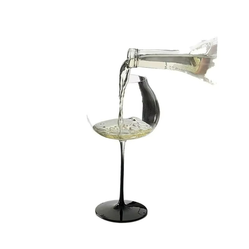 Luxuriöses Champagnerglas aus Kristallglas mit schwarzem Stiel, transparent - Bild 3