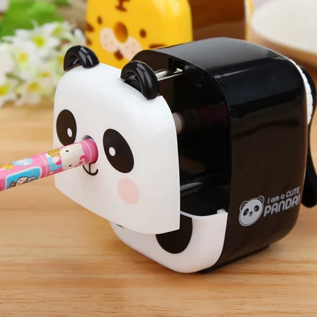 Bunter Bleistiftspitzer in Tierform als Cartoon-Panda oder Tiger für Kinder und das Büro - Bild 1