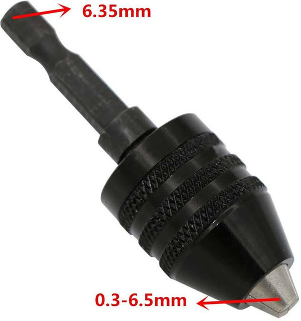 VIBRATITE Adapterbit Sechskant-Konverter aus Aluminiumlegierung Schwarz, Bohrfutter 0,3–6,5 mm, B/T/H: 71 x 22 mm - Bild 1