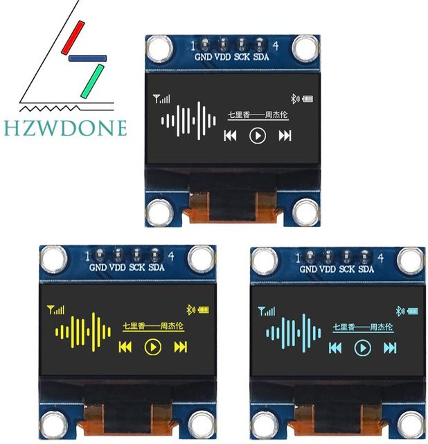 HZWDONE 0,96 Zoll OLED Display-Modul SSD1306 mit I2C und SPI Schnittstelle für Arduino in Gelbblau oder Weißblau - Bild 1
