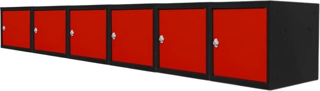 PROREGAL Blocky Schließfachwürfel Set aus 6 Stück mit Drehriegelschloss für Vorhängeschlösser, Anthrazit-Grau-Rot, B/T/H: 40 x 40 x 40 cm - Bild 1