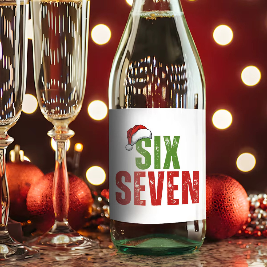 4 Stück Vintage Weihnachts-Weinflaschen-Aufkleber in Rot und Grün, selbstklebende Etiketten aus Papier für Wein und Champagner - Bild 5