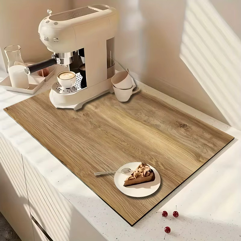 VIKAMA Saugfähige Abtropfmatte in Holzmaserung, braun, als Abdeckmatte für Waschmaschinen oder Kaffeemaschinen - Bild 2