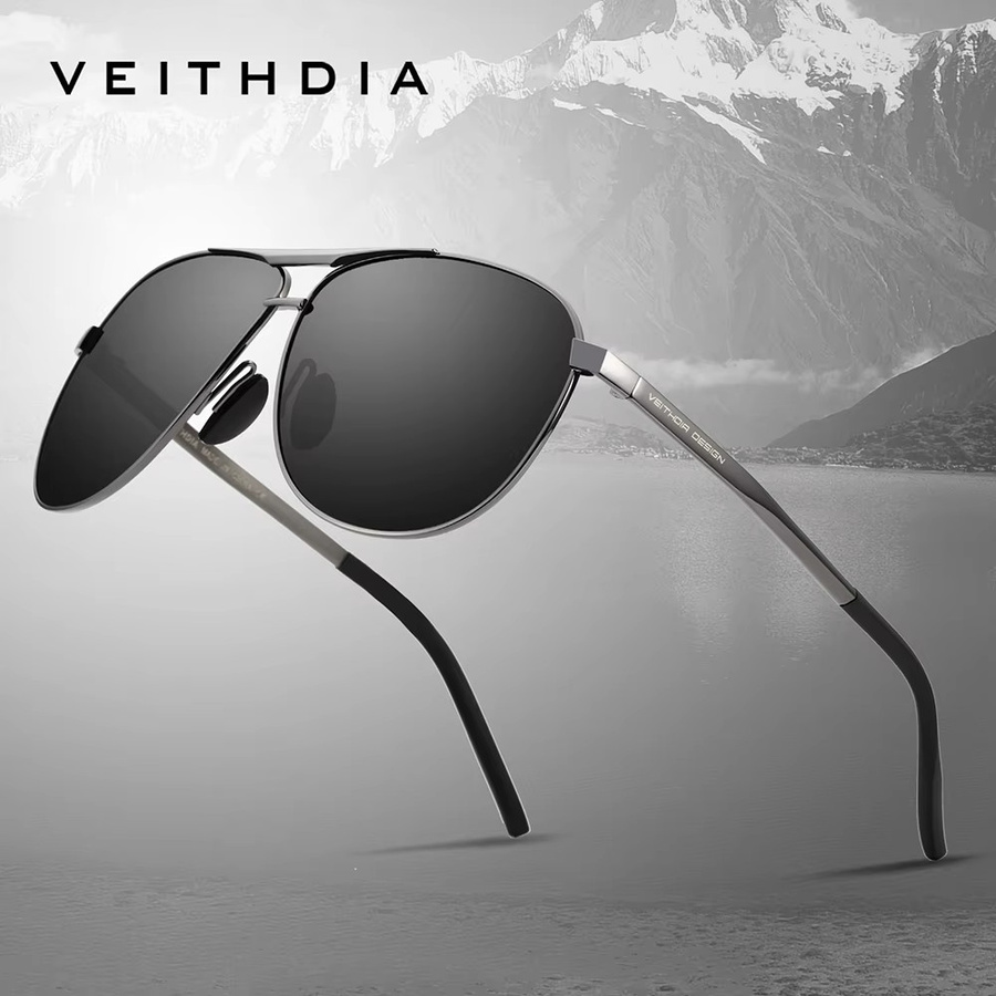 VEITHDIA VFH3028 Sonnenbrille, Aviator, Vollrand, Metall, Unisex, polarisiert - Bild 3