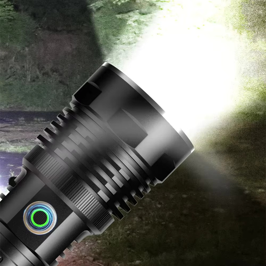 Wasserdichte taktische LED-Taschenlampe aus Aluminium in Schwarz, USB wiederaufladbar für Outdoor und Camping - Bild 4