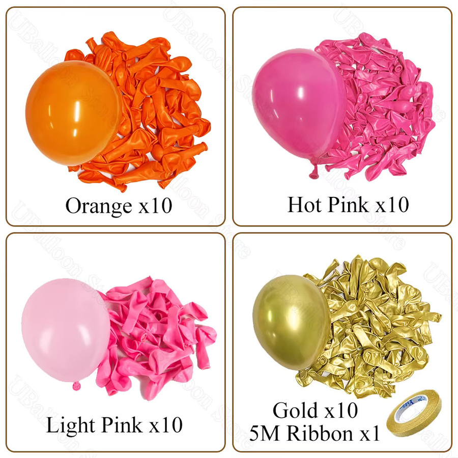 40 Stück MicroPlush Latexballons in Rosa, Orange und Gold für Hochzeit, Geburtstag und Party-Dekoration - Bild 2