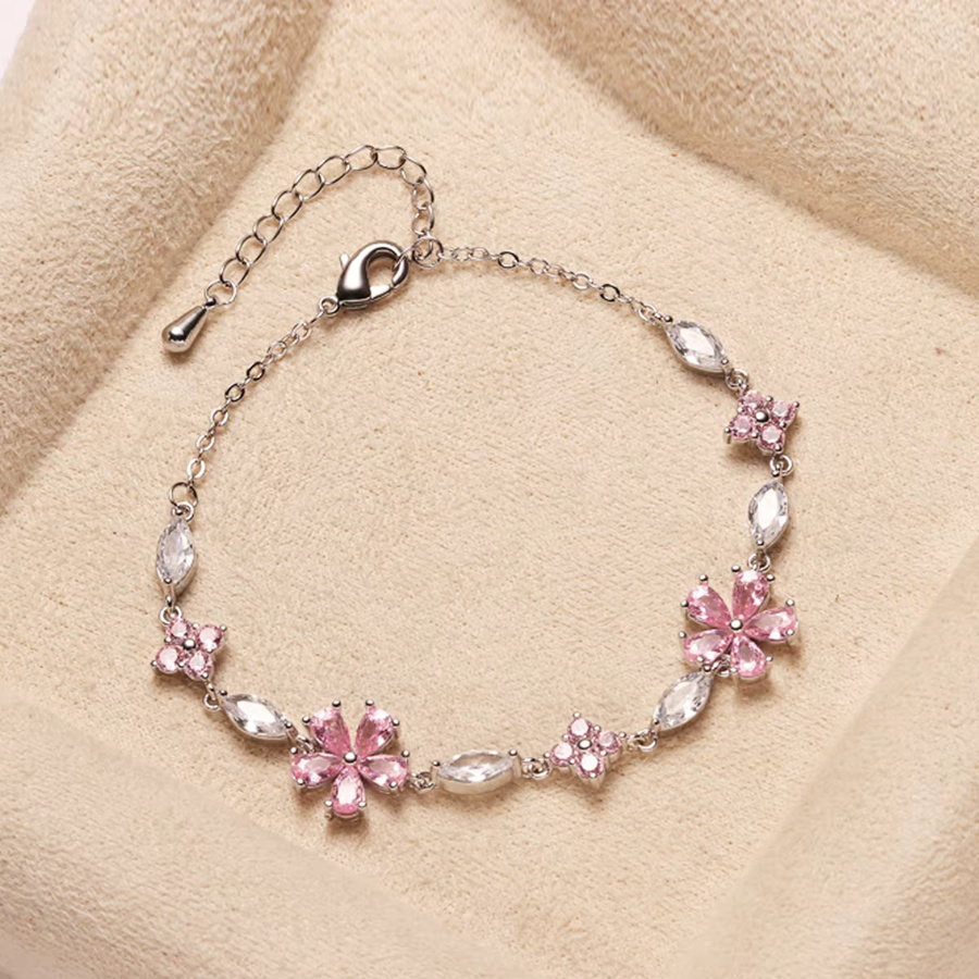 YUYAN Armband, Rosa Kristall, Zirkonia, Silber, Damen - Bild 3