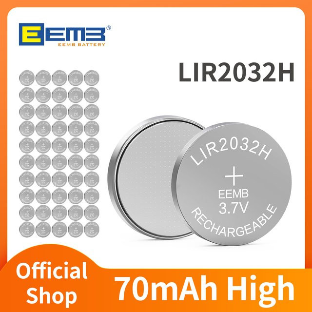 EEMB LIR2032H wiederaufladbare Lithium-Batterie 3,7 V mit 70 mAh in Silber - Bild 1