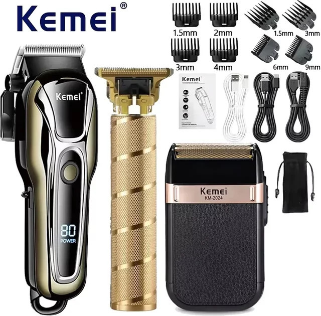 Kemei Elektrischer Haarschneider für Herren, Schwarz - Bild 1