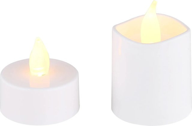 Globo LED-Teelichter-Set aus Kunststoff in Weiß, 16-teilig mit Flackereffekt und Batteriebetrieb - Bild 1