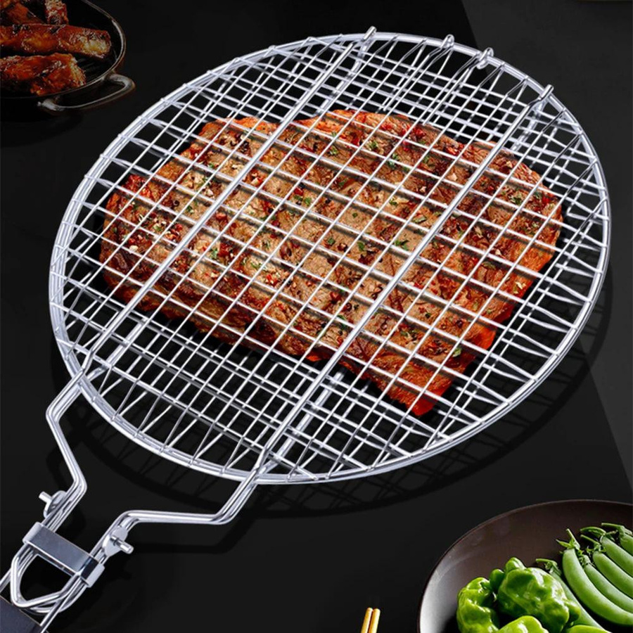 Yiran Furniture Antihaft-Grillkorb aus 304 Edelstahl in Silber für Fleisch und Gemüse - Bild 2