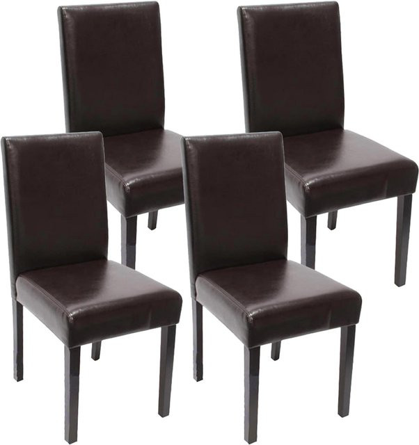 MCW 4er-Set Esszimmerstühle Littau aus Leder in Braun mit dunklen Beinen - Bild 1