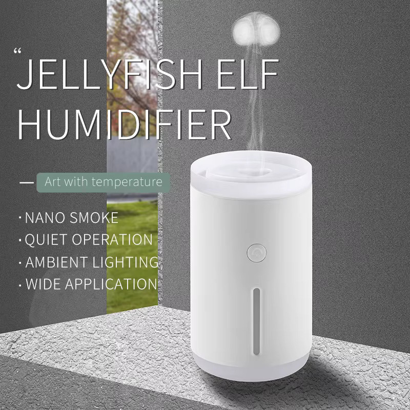 TENGKESi Dynamischer Quallen-Luftbefeuchter mit Rauchring und Aroma-Diffusor, Weiß, 350 ml - Bild 2