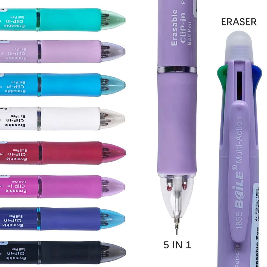 MROOFUL 5-in-1 löschbare Gelstifte in Mehrfarben mit austauschbaren Minen 0,7 mm und automatischem Bleistift 0,5 mm - Bild 4