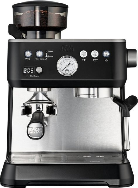 Solis Grind&Infuse PERFETTA Typ 1019 Espressomaschine mit Mahlwerk und Milchaufschäumer in Schwarz-Silber aus Edelstahl - Bild 1