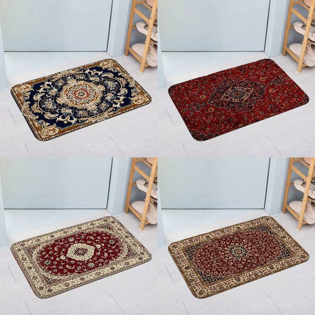 Beast Kingdom Persischer Teppich mit floralem Muster, Waschbar und Rutschfest, Multicolour, B/T: 60 x 40 cm - Bild 1