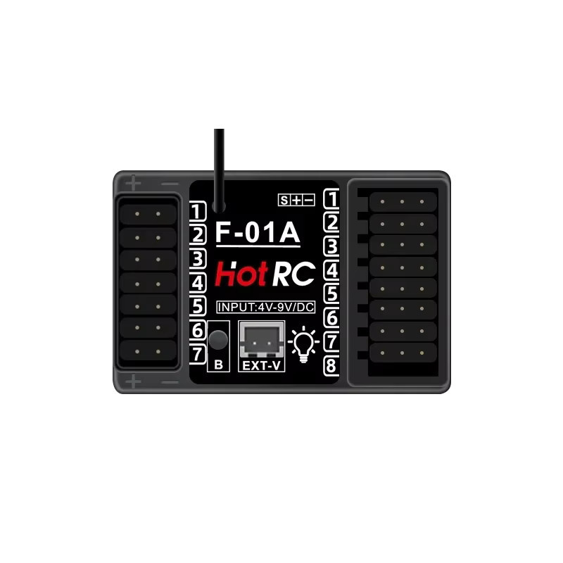 HotRC F01A F-01AT 8 Kanal Gyro Empfänger, mit 12LED Licht, Zubehör - Bild 1