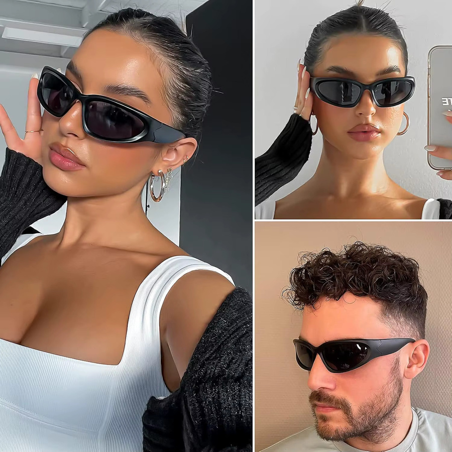 GOT-TOG Wrap Around Sonnenbrille, Metall, Vollrand, Unisex, silver black - Bild 2