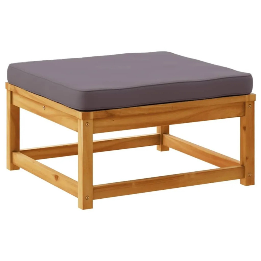 vidaXL Gartenhocker aus Akazien-Massivholz mit dunkelgrauen Kissen im Latten-Design - Bild 2