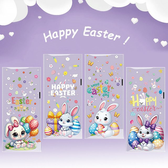 50 Stück ZQNYCY Ostern Kaninchen Geschenkbeutel aus Kunststoff, Mehrfarbig, Süßigkeiten und Cookie Verpackung für Kinder und Party Dekoration - Bild 1
