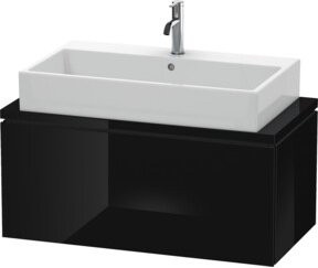 Duravit Waschtischunterschrank Compact L-Cube in Schwarz Hochglanz für Konsole mit 1 Auszug, B: 92 cm, T: 47,7 cm, H: 40 cm - Bild 1