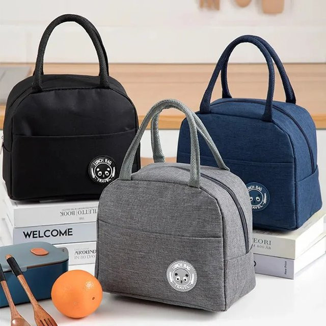 CCKANSCLE Isolierte Lunchbox Tasche aus Aluminiumfolie in Schwarz, Wasserdichte Picknick Tasche für Studenten und unterwegs - Bild 1