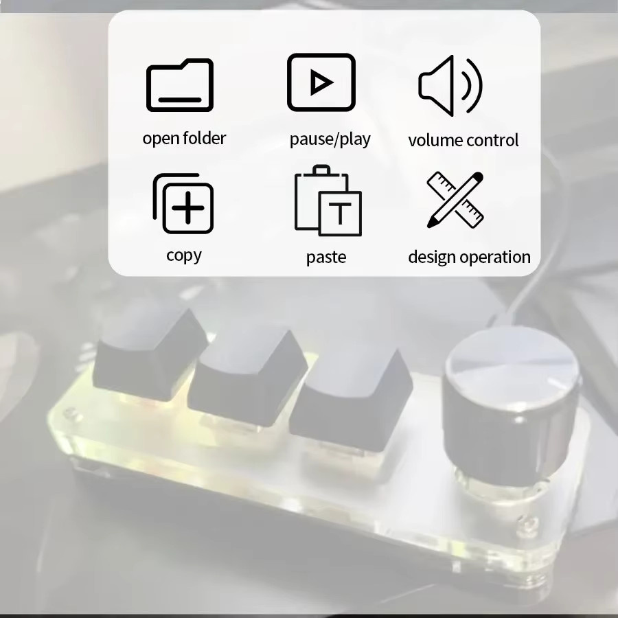 Ammtoo Makro Mechanische Tastatur mit RGB-Beleuchtung, 3 Tasten und 1 Programmierknopf, USB Mini-Gaming Tastatur in Multicolour - Bild 5