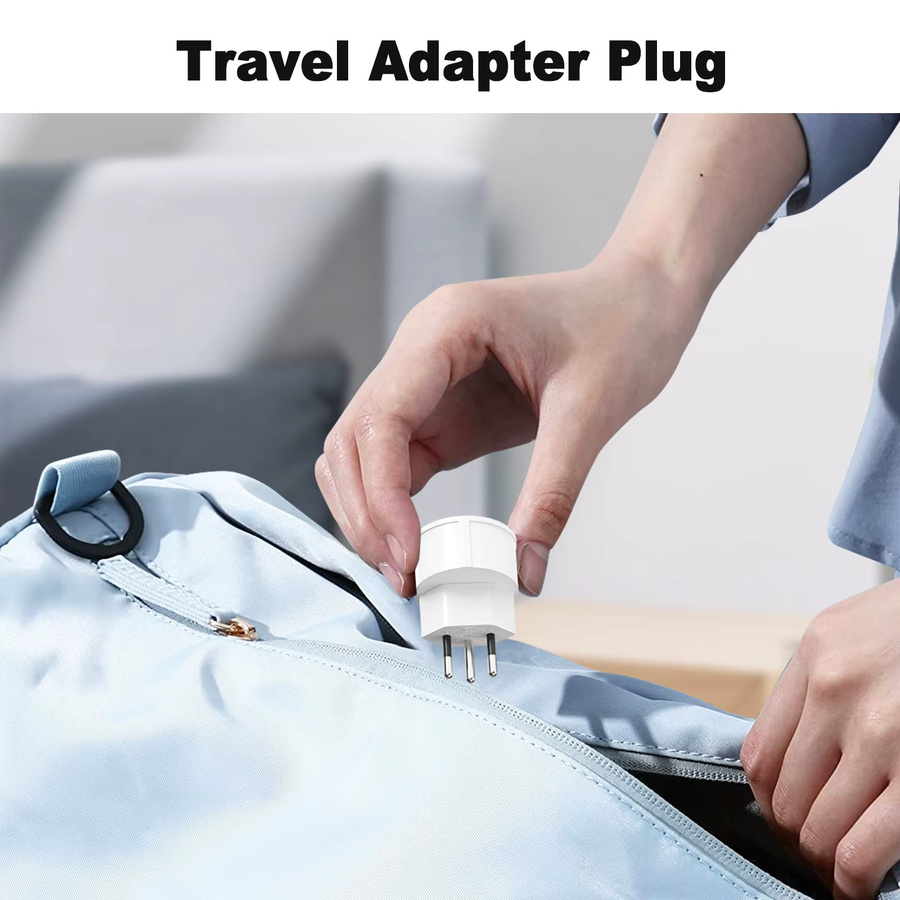 HITRENDS Schweizer Reiseadapter Typ J/E/F Multi-Länder Universal-Stromadapter in Weiß - Bild 3