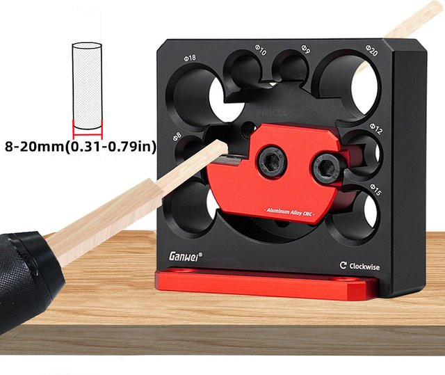 JIGHOLE Einstellbare Dübelbohrer Vorrichtung mit Hartmetallklingen für Holzbearbeitung, Schwarz, 8mm-20mm - Bild 1