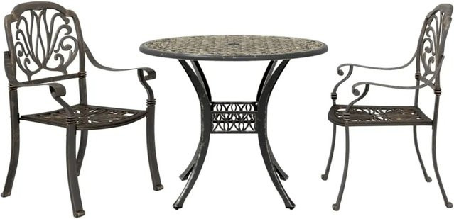 vidaXL 3-teiliges Bistro-Set aus Aluminium-Druckguss in Bronze für Garten, Balkon und Terrasse - Bild 1