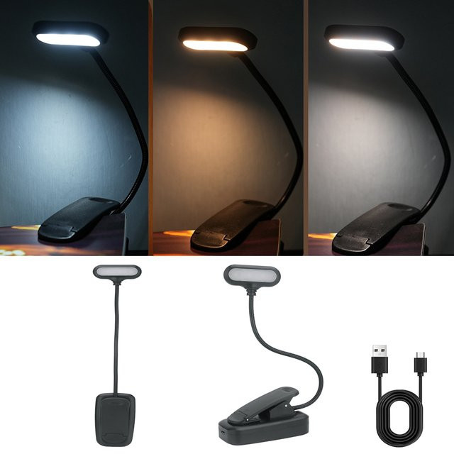 BORUIT Wiederaufladbares LED Buchlicht mit 6 LEDs und Magnetbefestigung in Schwarz und Weiß - Bild 1