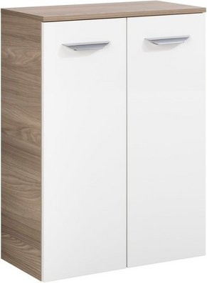 FACKELMANN Doppel-Midischrank Luxor mit 2 Türen und Wäschekorb, Weiss, B/T/H: 60,2 x 32,0 x 82,6 cm - Bild 1