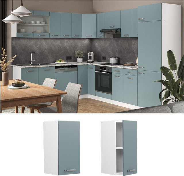 Vicco R-Line Hängeschrank Küchenschrank modern in Weiß, Blau und Grau, Breite: 30 cm - Bild 1