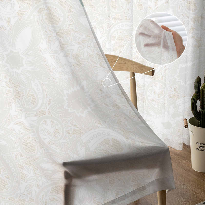 Super Six Chiffon Fenstervorhang mit Aquarell Blumen und Blättern in Weiß, Breite: 135 cm, Höhe: 114 cm - Bild 5