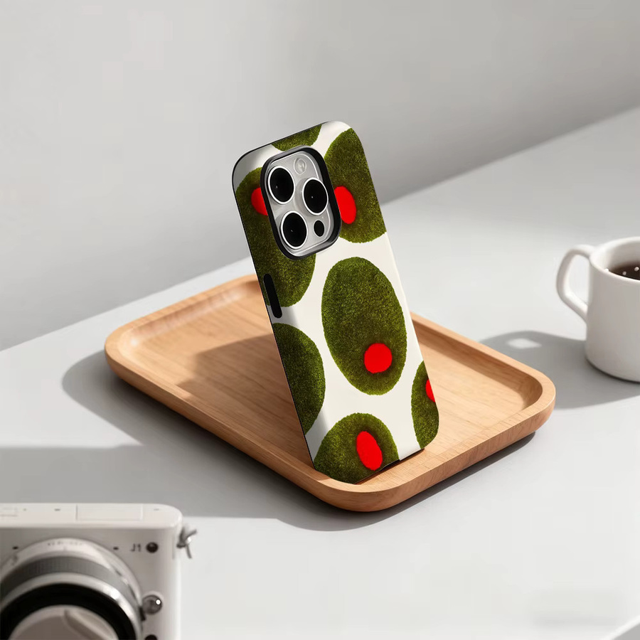 Potdemiel Olive Dot Handyhülle für iPhone 17 16 15 14 13 12 Pro Max Plus mit doppelschichtiger Rückseite in Grün Multicolour - Bild 2