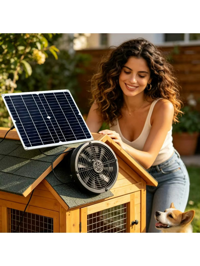 EESBAO Solar-Abluftventilator-Set 6 Zoll für automatische Belüftung, wetterfest und energiesparend, Farbe: Schwarz - Bild 6