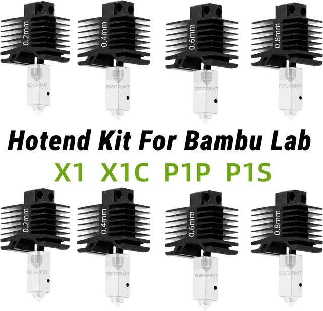 Bambu Lab Hotend-Kit mit Keramikheizung und Thermistor für X1, X1C, P1P und P1S 3D-Drucker in Schwarz - Bild 1