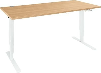 Schäfer Shop Genius Schreibtisch AERO FLEX elektrisch höhenverstellbar, Rechteck, T-Fuß, Buche/weiß, Breite: 120 cm - Bild 1