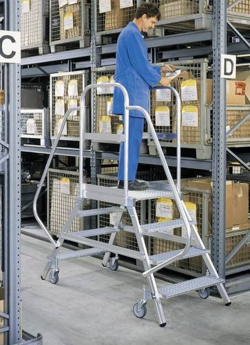 Günzburger Steigtechnik MUNK 50208 Aluminium Podestleiter in Silber mit einer Arbeitshöhe von 3,9 m - Bild 1