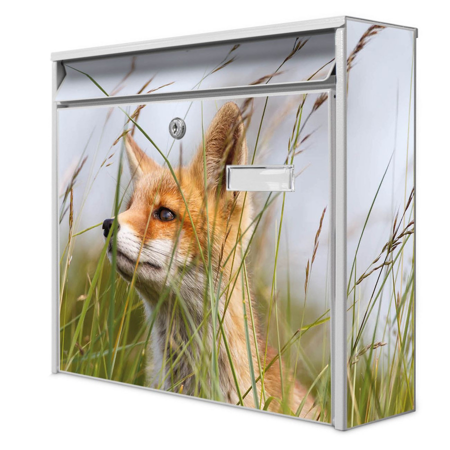 banjado Wandbriefkasten Modell Mail Burg Wächter mit Fuchs Motiv in Weiß, B/H/T: 36 x 32 x 10 cm - Bild 1