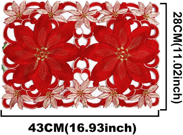 Yiran Furniture Weihnachts Tischläufer aus Baumwoll-Polyester-Mischung in Rot - Bild 1