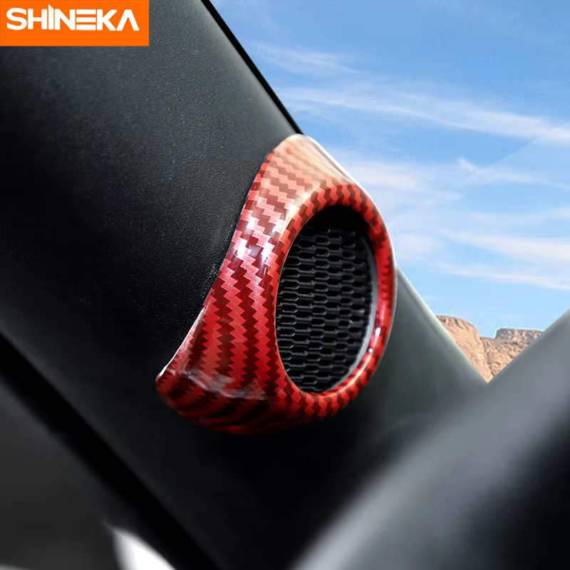 SHINEKA ABS Auto Lautsprecher Abdeckung Trim Aufkleber für Ford Mustang ab 2015 in Rot - Bild 5