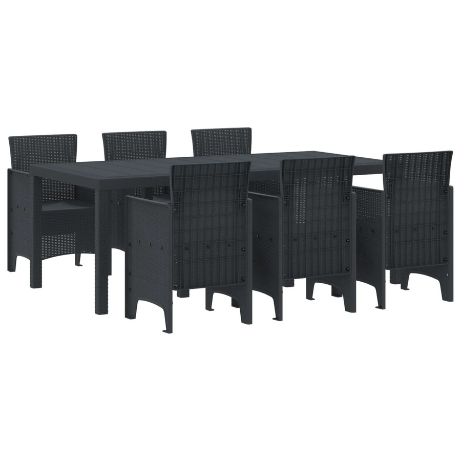 vidaXL 7-teiliges Garten Essgruppen Set aus Poly Rattan in Anthrazit - Bild 2